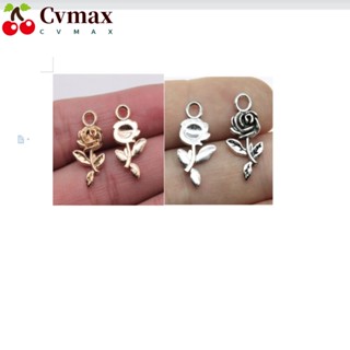 Cvmax จี้ดอกกุหลาบ โลหะผสมเงิน สไตล์โบราณ สําหรับทําเครื่องประดับ DIY 120 ชิ้น