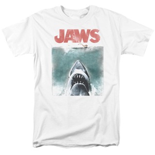 เสื้อยืด ลายโปสเตอร์ Jaws 18/1 สีขาว สไตล์วินเทจ สําหรับผู้ใหญ่