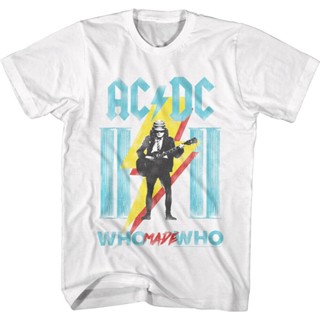 เสื้อยืด พิมพ์ลายวงร็อควงร็อค ACDC Angus Young Who Made Who สําหรับผู้ชาย