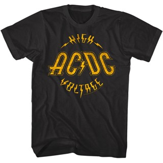 เสื้อยืด ACDC แรงดันสูง สีดํา สไตล์วินเทจ สําหรับผู้ชาย