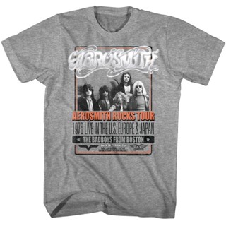 Aerosmith เสื้อยืด ลายร็อคทัวร์ 1976 สไตล์ยุโรป ญี่ปุ่น สําหรับผู้ใหญ่