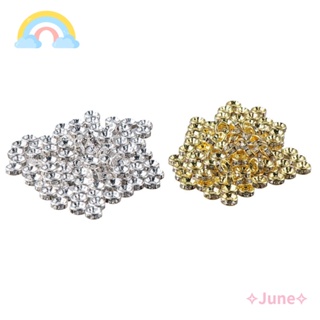 June Rondelle ลูกปัดสเปเซอร์ ชุบทอง และสีเงิน ประดับพลอยเทียม 8 มม. 200 ชิ้น