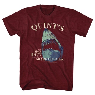 เสื้อยืด พิมพ์ลาย Jaws Quints Charter Maroon Heather สไตล์วินเทจ สําหรับผู้ใหญ่