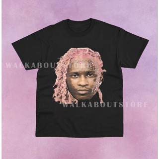 เสื้อยืด พิมพ์ลายกราฟฟิค Young Thug สีชมพู สไตล์วินเทจ สําหรับผู้หญิง