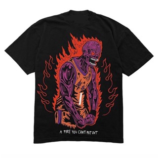 เสื้อยืด ลายโครงกระดูกสีม่วง Suns x Warren Lotas “ A Fire you Cant out out” | เสื้อยืด พิมพ์ลายนกฟินิกซ์ Suns in 4