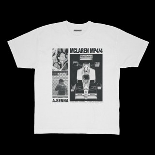 เสื้อยืด พิมพ์ลาย Senna Mclaren MP4/4 Formula 1 สําหรับผู้ชาย