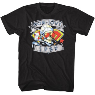 เสื้อยืด พิมพ์ลาย Bon Jovi Skull Biker 1989 สําหรับผู้ชาย