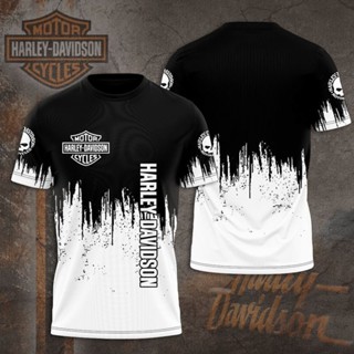 เสื้อยืด พิมพ์ลาย Harley Davidson 3 มิติ สไตล์วินเทจ สําหรับรถจักรยานยนต์