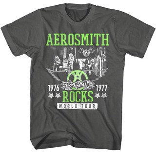 Aerosmith เสื้อยืด ลายวงร็อคเวิลด์ทัวร์ 1977 สไตล์วินเทจ สําหรับผู้ใหญ่