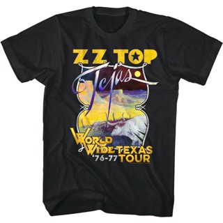 Zz เสื้อยืดลําลอง สําหรับผู้ชาย แขนสั้น พิมพ์ลาย World Wide Texas Tour 1976