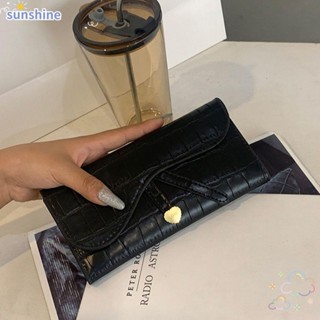 Ssunshine กระเป๋าสตางค์ กระเป๋าคลัทช์ หนัง PU ใส่บัตรได้หลายใบ สไตล์เรียบง่าย