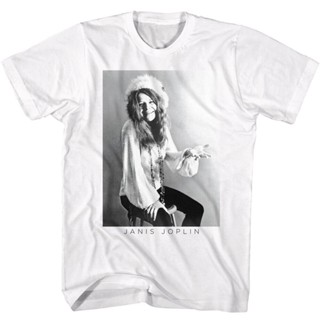 เสื้อยืด พิมพ์ลาย JANIS JOPLIN Queen of Psychedelic สีฟ้า สําหรับผู้ชาย