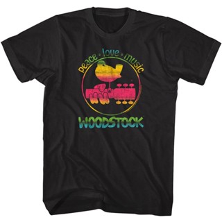 เสื้อยืด พิมพ์ลาย Woodstock Rainbow Peace Love &amp; Music สําหรับผู้ชาย