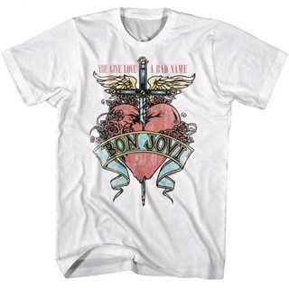 เสื้อยืด พิมพ์ลาย Bon Jovi Bad Love Heart Tattoo สําหรับผู้ชาย