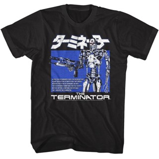 เสื้อยืด พิมพ์ลายโปสเตอร์ Terminator Cyborg สไตล์ญี่ปุ่น สําหรับผู้ชาย