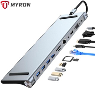 Myron อะแดปเตอร์ฮับ USB Type-C 3.5 มม. แจ็ค USB 3.0 4K HDMI สําหรับแล็ปท็อป พีซี