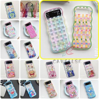 เคสโทรศัพท์ซิลิโคน TPU นิ่ม แบบใส กรอบคลื่นหยิก กันกระแทก สําหรับ Samsung Galaxy Z Flip 5 Z Flip 4 Z Flip 3