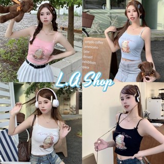 L.A Shop ​พร้อมส่ง เสื้อสายเดี่ยว คอสี่เหลี่ยม มีฟองน้ำ สีพาสเทลลายกระต่ายน้อย "FY6637"