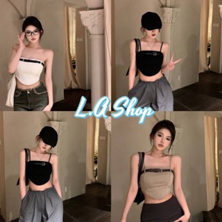 L.A Shop ​พร้อมส่ง เสื้อเกาะอกครึ่งตัว  แถมสายเพิ่ม มีฟองน้ำในตัวสีพื้น "FY6652"