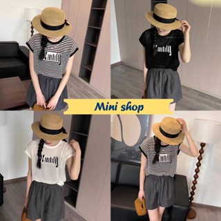 Mini shop🌸พร้อมส่ง🌸 (M1350) เสื้อแขนกุด ถักไหมพรม คอกลม ลายทาง -C