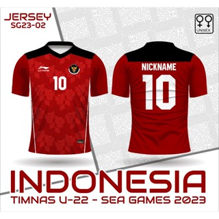 เสื้อกีฬาแขนสั้น ลายทีมชาติฟุตบอล Indonesia 2023 SEA Games 2023 ชุดเหย้า