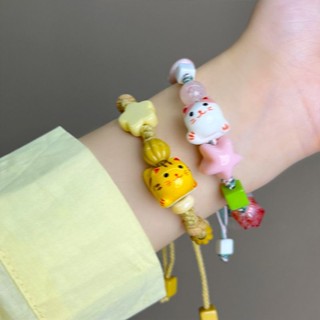 พร้อมส่ง สร้อยข้อมือ พอร์ซเลน ลายการ์ตูนแมวน่ารัก