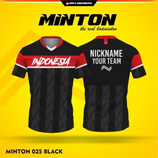 เสื้อกีฬาแขนสั้น ลายทีม MINTON 025 Antem badminton JERSEY Antem IMPORT PINGPONG JERSEY ORIGINAL PREMIUM สีดํา สําหรับผู้ชาย และผู้หญิง 2023