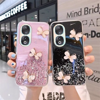 พร้อมส่ง ใหม่ เคสโทรศัพท์มือถือใส แบบนิ่ม ลายผีเสื้อ ประดับเลื่อม สําหรับ Honor 90 5G Lite Honor90 Honor90Lite 2023 Honor 90 Lite