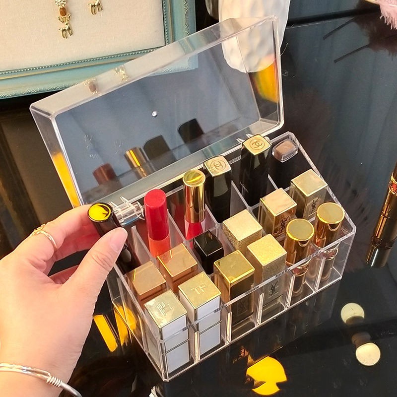 พร้อมส่ง🧣 แท่นวางเก็บเครื่องสำอางและใส่เครื่องประชั้นวางลิปสติกอะคริลิก มีฝาปิด เก็บลิปสติก กล่องเก็บลิปสติกป้องกันฝุ่น - รูปที่ 2