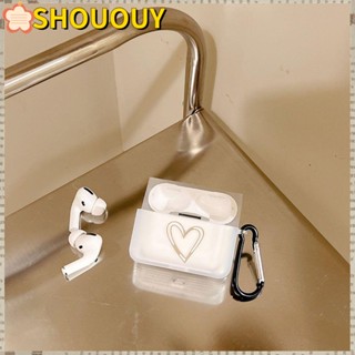 Shououy เคสหูฟัง ซิลิโคนนิ่ม ใส กันกระแทก ลายหัวใจ สร้างสรรค์