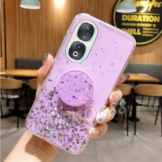 เคสมือถือ TPU แบบนิ่ม ลายกลิตเตอร์ดาว พร้อมขาตั้ง สําหรับ Honor 90 Lite Pro 5G Honor90 Honor90Lite 2023