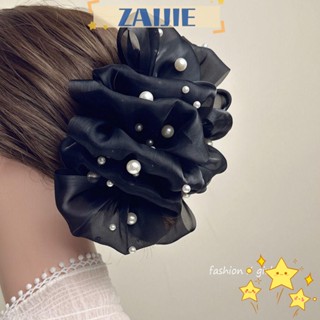 Zaijie24 โบว์มุก กิ๊บติดผมหางม้า ขนาดใหญ่พิเศษ สองด้าน แฟชั่นสําหรับผู้หญิง