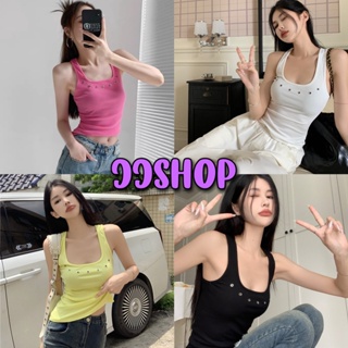 JJ Shop​💜​พร้อมส่ง เสื้อกล้ามไหมพรม ดีเทลรูเว้าคอกลม  "M2123" -C