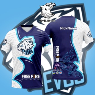 เสื้อกีฬาแขนสั้น ลาย GAME EVOS 2023 FREEFIRE FF Carbile LEGENDS ML AOV PUBG Free Name