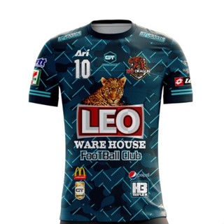 Leo WAREHOUSE เสื้อยืดลําลอง แขนสั้น พิมพ์ลาย FOOTBALL CLUB Jersey 3D สําหรับผู้ชาย ผู้หญิง ไซซ์ S-5XL 100-160 ซม.