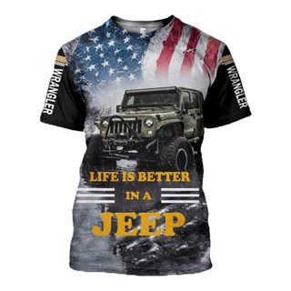 มาใหม่ เสื้อยืดลําลอง แขนสั้น คอกลม พิมพ์ลาย Jeep Wrangler 3D แฟชั่น