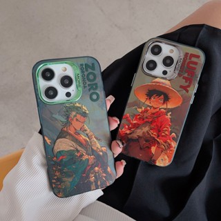 เคสโทรศัพท์มือถือ กันกระแทก ลายการ์ตูนอนิเมะ Onepiece Luffy Zoro Flame สําหรับ IPhone 11 12 13 14 Pro Max 14 Pro Max 13 Pro 12