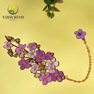 Tarsureth ที่คั่นหนังสือโลหะ ชุบทอง ลายดอกไม้ เชอร์รี่ ของขวัญ อุปกรณ์เสริม สําหรับคั่นหนังสือ