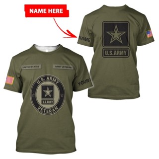 เสื้อเชิ้ต พิมพ์ลาย Name Us Army 3 มิติ สําหรับผู้ชาย19042103 เสื้อยืด