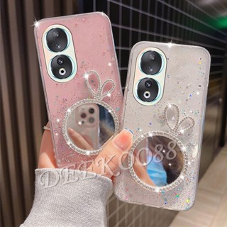 เคสโทรศัพท์มือถือ ลายกระต่ายน่ารัก แต่งกลิตเตอร์ พร้อมกระจก สําหรับ Honor 90 Lite Pro 5G Honor90 90Lite Honor90LiteG