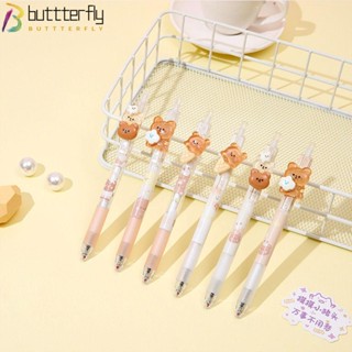 Buttterfly ปากกาหมึกเจลนิ่ม ลายการ์ตูนหมี สีดํา 6 ชิ้น ต่อชุด