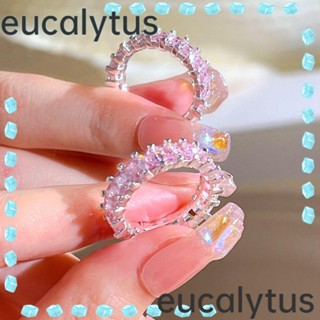 Eucalytus1 แหวนอัลลอย รูปหัวใจ สีชมพู เรียบง่าย สําหรับผู้หญิง