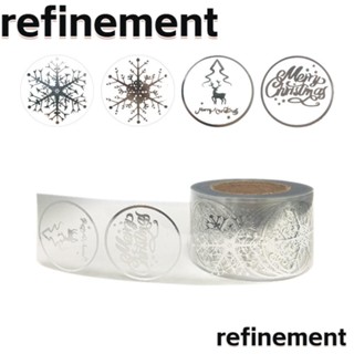 Refinement สติกเกอร์ฉลากใส ลาย Merry Christmas เกล็ดหิมะ มีกาวในตัว สีเงิน สําหรับตกแต่งคริสต์มาส 500 ชิ้น