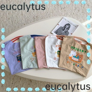 Eucalytus1 กระเป๋าสะพายไหล่ ทรงโท้ท ปักลาย เป็นมิตรกับสิ่งแวดล้อม ใช้ซ้ําได้ สําหรับผู้หญิง