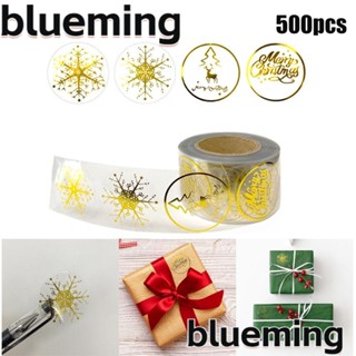 Blueming2 สติกเกอร์ฉลาก ลายเกล็ดหิมะ สีโรสโกลด์ มีกาวในตัว สําหรับตกแต่งการ์ด สมุดภาพ ของขวัญคริสต์มาส 500 ชิ้น