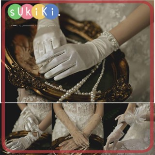 Sukiki ถุงมือผ้าลูกไม้ แฟชั่น สําหรับเจ้าสาว งานพรอม 1 คู่