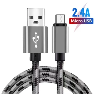 0.25 เมตร 1 เมตร 2 เมตร 2.4A Micro Usb สายชาร์จ Fast ชาร์จไนลอนข้อมูลสายโทรศัพท์สําหรับ OPPO Vivo