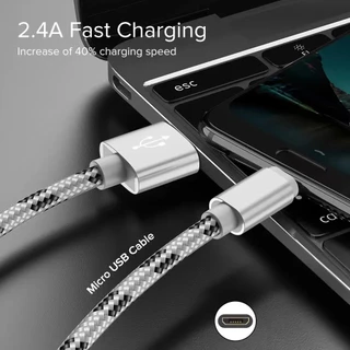 0.25 เมตร 1 เมตร 2 เมตร 2.4A Micro Usb สายชาร์จ Fast ชาร์จไนลอนข้อมูลสายโทรศัพท์สําหรับ OPPO Vivo