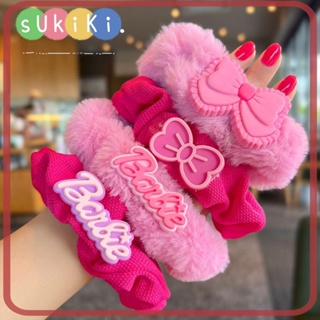 Sukiki ยางรัดผม ผ้ากํามะหยี่ สีชมพู ทนทาน เครื่องประดับ สําหรับผู้หญิง