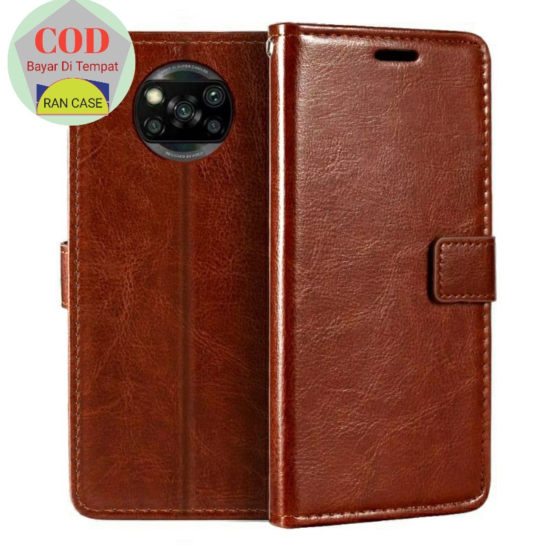 CASE XIAOMI POCO X3 NFC X3Pro NFC LEATHER CASE HP COVER LEATHER WALLET FLIP COVER CASE HEADPHONES